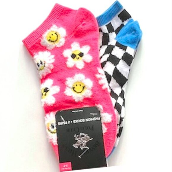 *3/$15* Smiley Flowers + Checked Socks - Picture 2 of 2